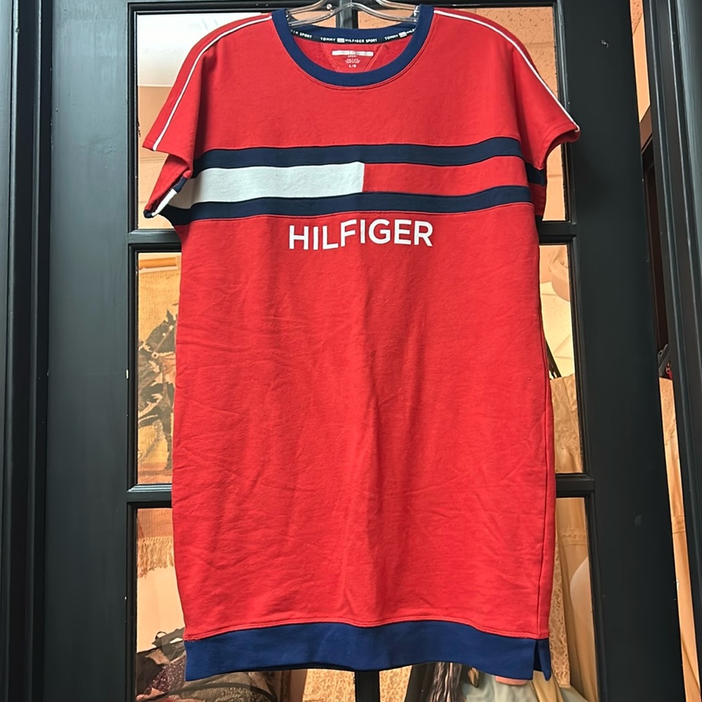 Hilfiger Logo Vintage 90s Sleeveless Sweatshirt Dress Size L